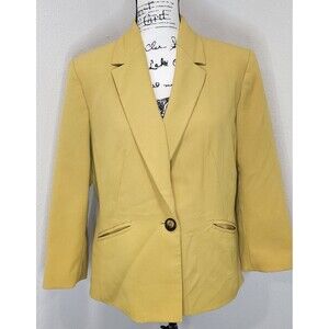 Black Label Evan Picone Mustard Yellow Long Sleeve Suit Jacket Blazer Size 12